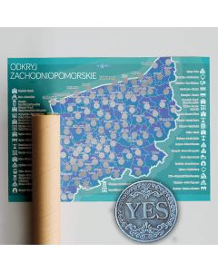 Odkryj Zachodniopomorskie - Mapa Zdrapka + Moneta do Zdrapywania